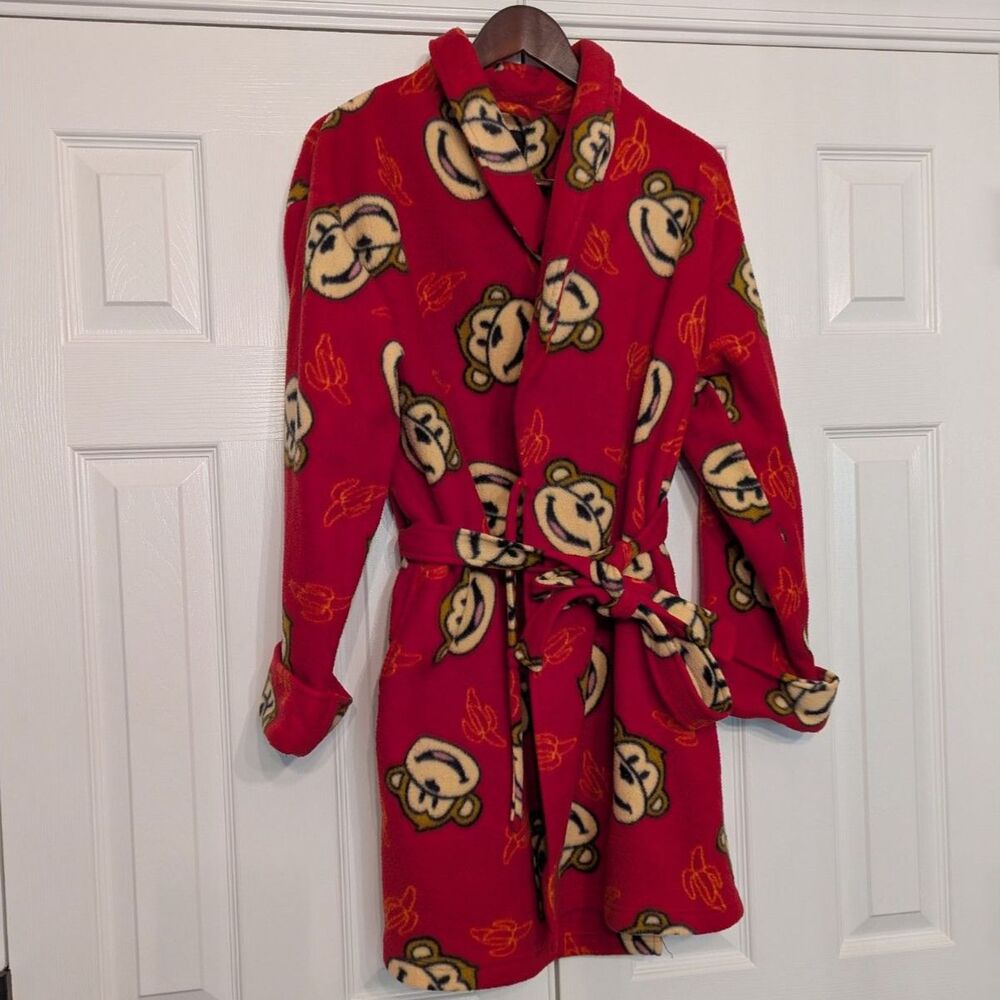 Don't Tell Daddy Red Monkey Banana Fleece Robe One SIze